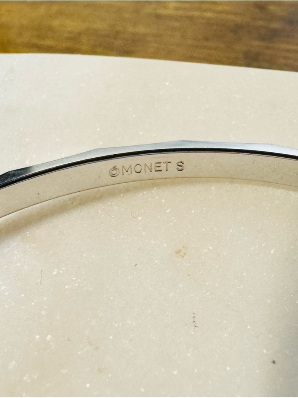 Monet Silver Tone Bangle Bracelets Set 2 Classic Minimalist - Picture 5 of 8